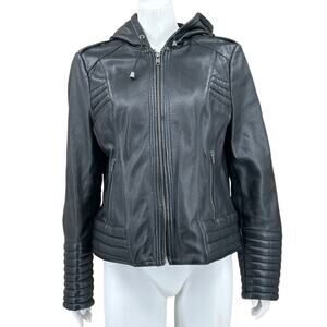 First Classics Jacket Womens Large Black Buttery Soft Leather Quilted Moto Biker
